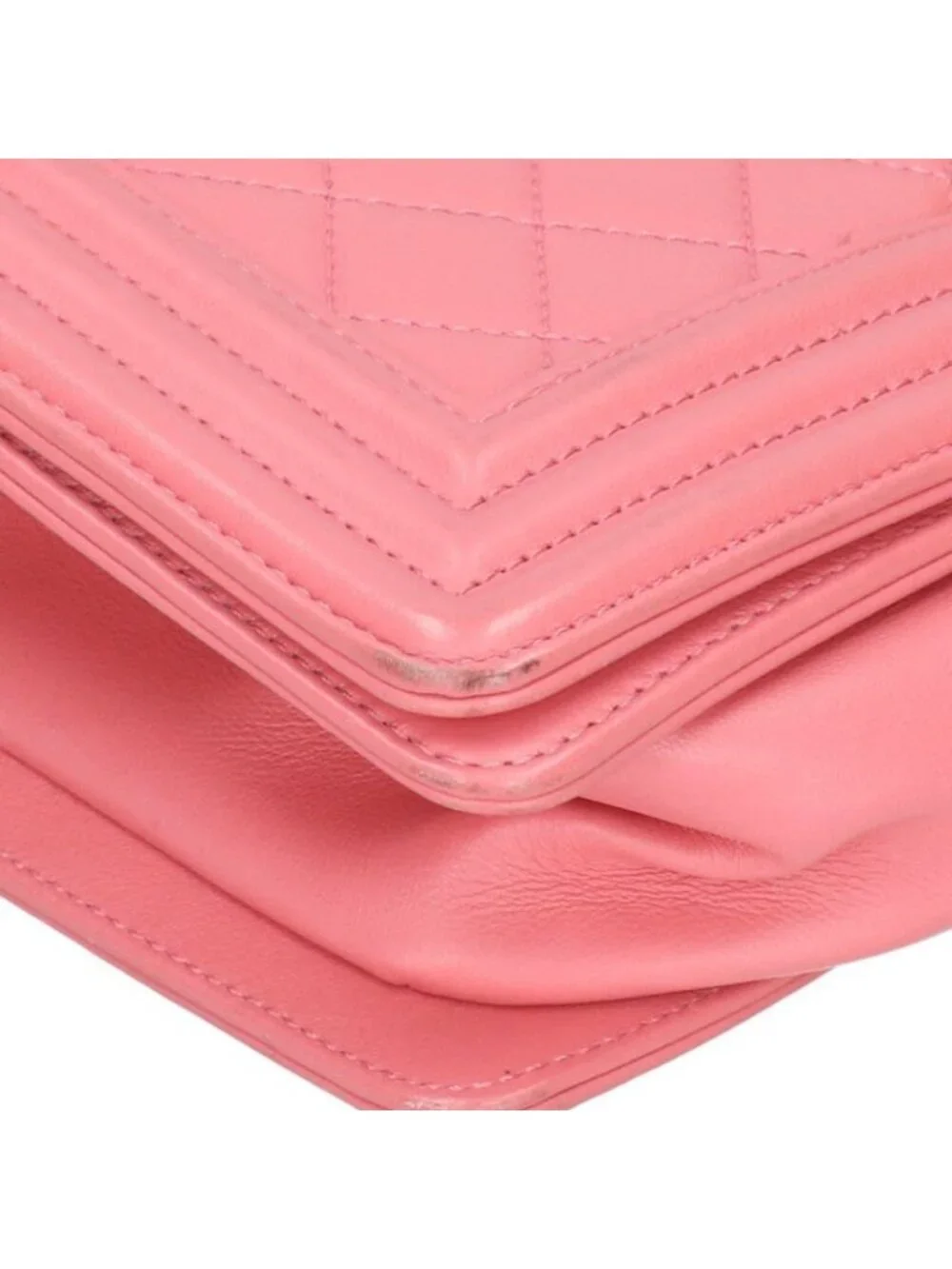 Chanel Boy 25 Lambskin Chain Shoulder Bag Pink